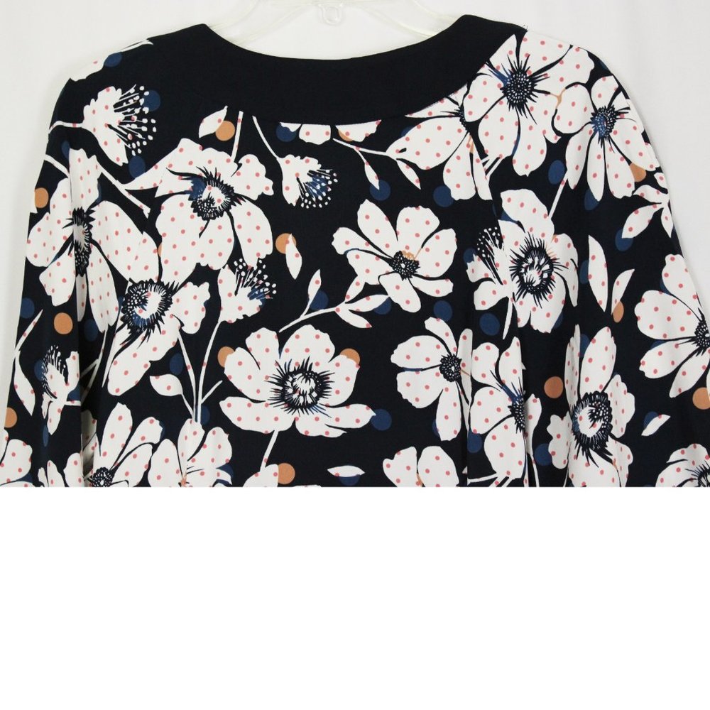 NWT Eloquii Navy Floral Tie-Back Waist Dress - Picture 10 of 12